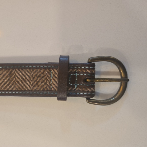 Gap Wool Leather Herringbone Brown Womens Belt - Picture 4 of 6